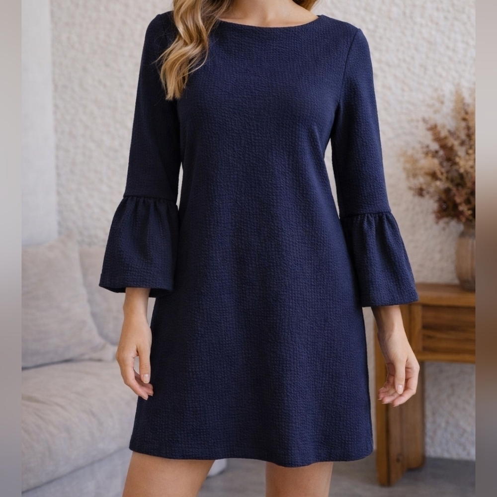 Women's J.Crew Blue Bell Sleeve Dress Size S